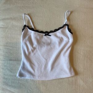 White Fox black lace tank top